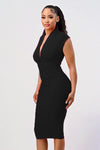 East hills casuals black BANDAGE SLEEVLESS MIDI DRESS