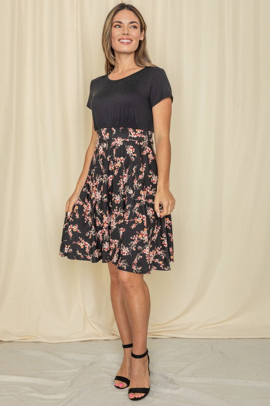 Trending Floral Band Flare Dress