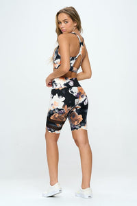 Flowers print activewear set for women who like to walk