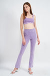 HIGH WAIST RIB FLARED PANTS-purple