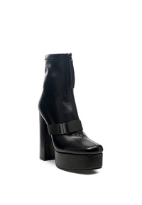 Black BOOMER CHUNKY HIGH BLOCK HEEL BOOTS