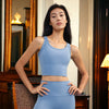 Blue Round Neck Activewear Tank Top