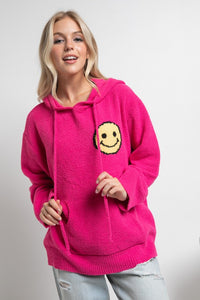 Fuzzy Cozy Hooded Smiley Sweater