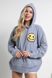 Fuzzy Cozy Hooded Smiley Sweater