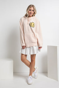 Fuzzy Cozy Hooded Smiley Sweater