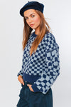 LONG SLEEVE CHECKER BOARD SWEATER