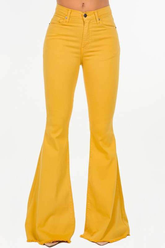 Buy Bell Bottom Jean in Mustard for women