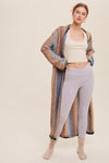 Multi Color Gradation Long Knit Open Cardigan