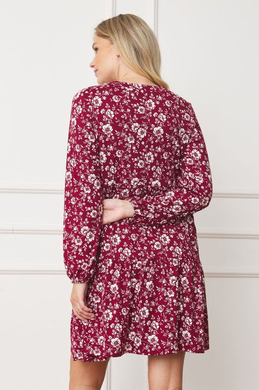 Floral Crew Neck Midi Dress