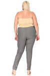 Back view of Plus size, stretchy, pull up, full length jeggings-gray