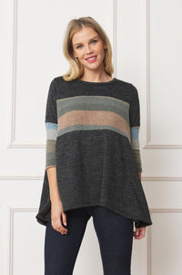 Plus Knit Stripe Panel A Line Tunic