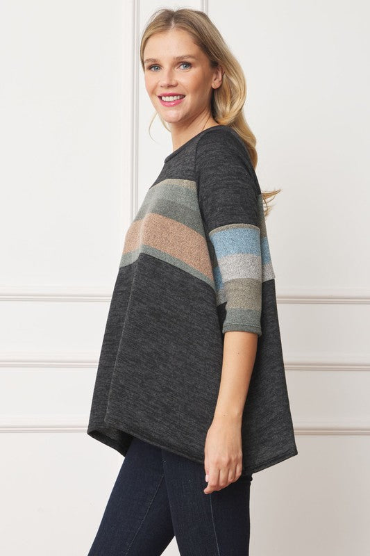 Knit Stripe Panel A Line Tunic