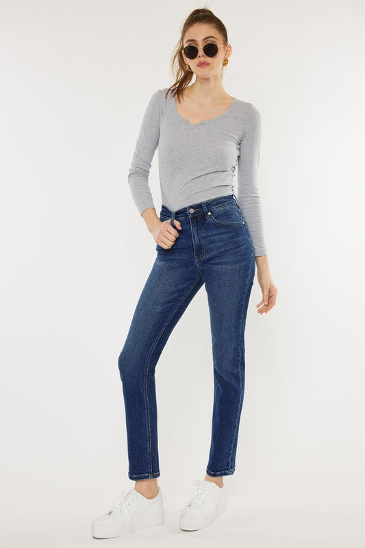 Sporty High Rise Slim Straight Jeans