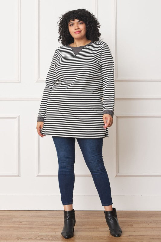 Plus Stripe V-Stich Tunic