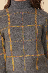 PLAID TURTLENECK SWEATER