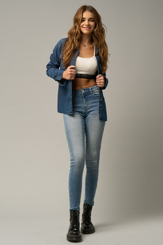 Cute MID-RISE BASIC ANKLE SKINNY