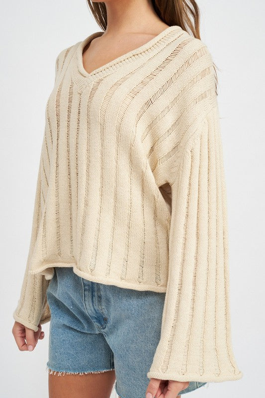 OVERSIZED RIB KNIT SWEATER