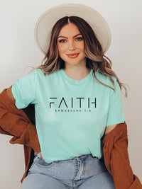 Green FAITH Ephesians 2 8 Short Sleeve Tee