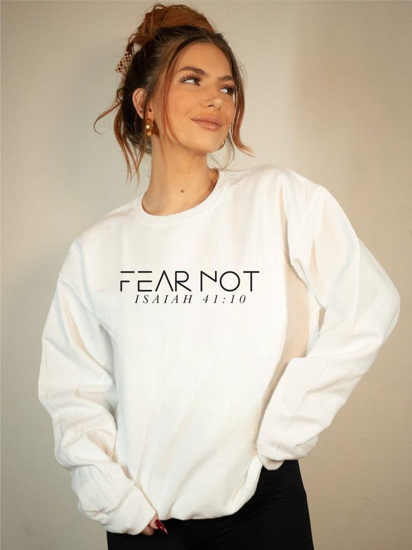 White Fear Not Isaiah 41 10 Cozy Crewneck Sweatshirt