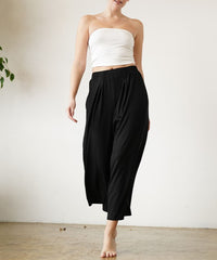 Front view of BAMBOO WIDE PANTS ANKLE LENGTH