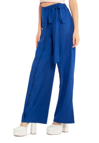 Belted Tie Wide Leg Pants