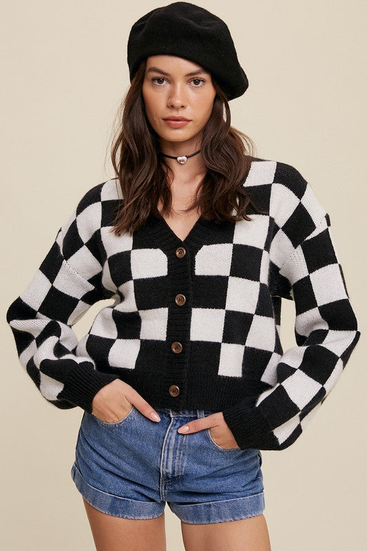  Sweater Weaved Crop Cardigan