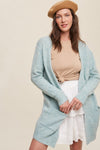 Two Pocket Open-Front Long Knit Cardigan