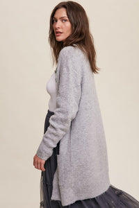 Two Pocket Open-Front Long Knit Cardigan