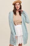 Two Pocket Open-Front Long Knit Cardigan