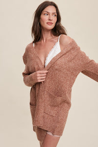 Two Pocket Open-Front Long Knit Cardigan