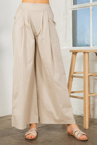 Popular Cotton Wide Leg Pants with Side Pockets