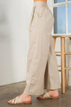 Side view of Cotton Wide Leg Pants with Side Pockets