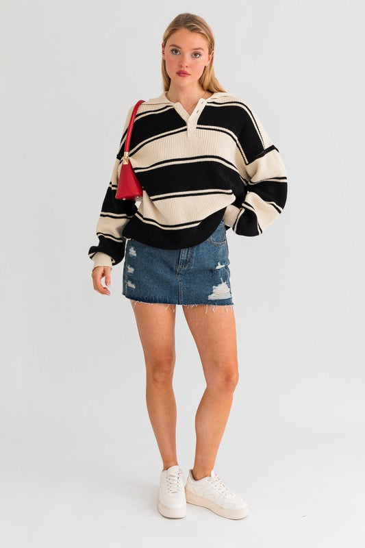 Collared Oversized Sweater Top