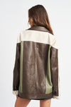 COLOR BLOCK OVERSIZED BIKER JACKET