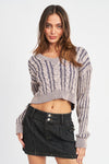 CONTRASTED CABLE KNIT SWEATER TOP