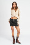 CONTRASTED CABLE KNIT SWEATER TOP