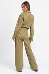 BOTTON DOWN CARGO JUMPSUIT