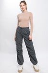 Full view of Loose Fit Parachute Cargo Pants-gray