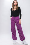 Loose Fit Parachute Cargo Pants-purple