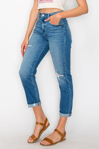 HIGH RISE TAPERED LEG JEANS