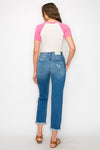 HIGH RISE TAPERED LEG JEANS