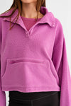 Pocket Detail Boxy Fleece Pullover Sweater