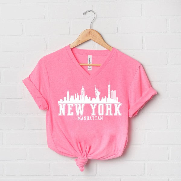 New York Manhattan Graphic V-Neck Tee