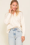 Sweater Top with V-Shape Criss Cross Tie Neck