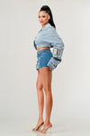 Buy the new Denim Patched X-Contrast Top