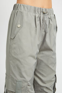 Close up view of CARGO PARACHUTE PANTS