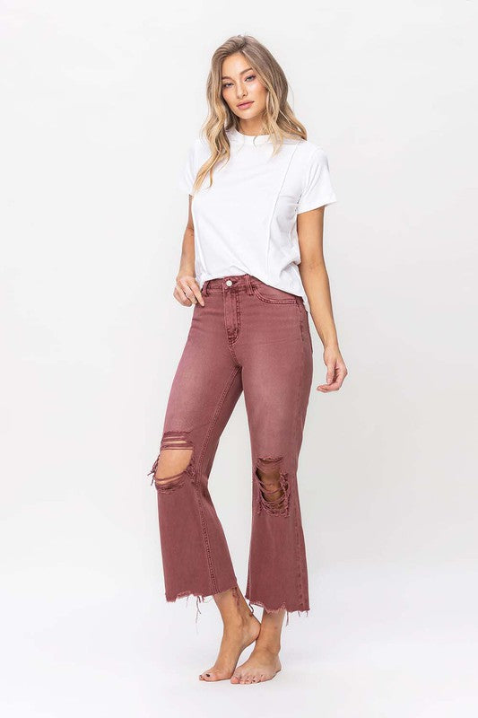 90S VINTAGE HIGH RISE CROP FLARE JEAN