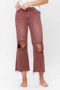 90S VINTAGE HIGH RISE CROP FLARE JEAN