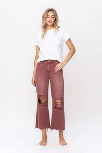 90S VINTAGE HIGH RISE CROP FLARE JEAN