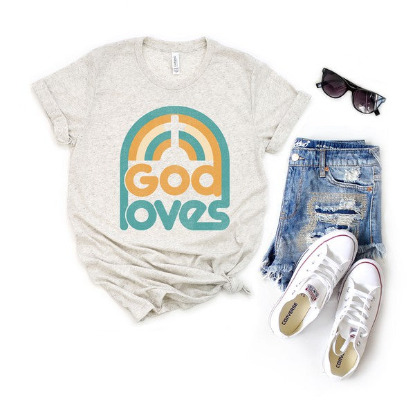 God Loves Rainbow Short Sleeve Graphic Tee